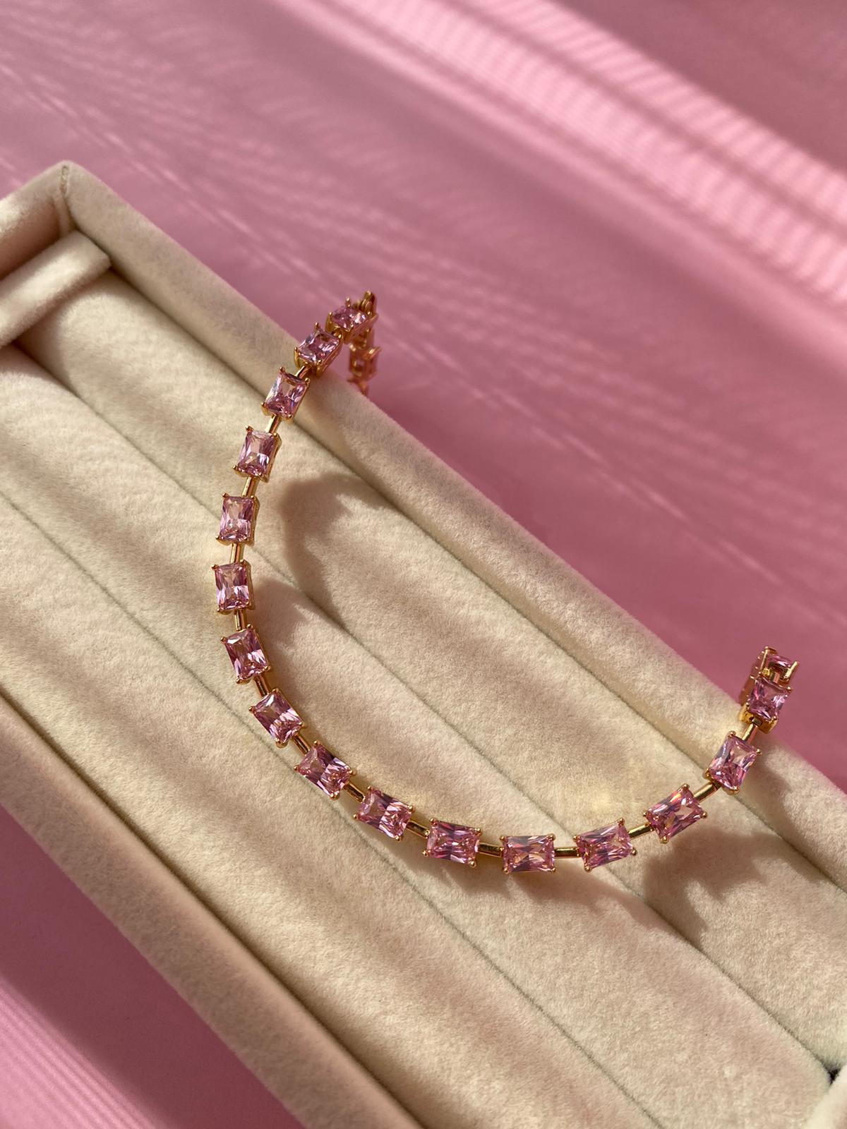 Pembe Kalın Taşlı Bileklik - Görsel 4