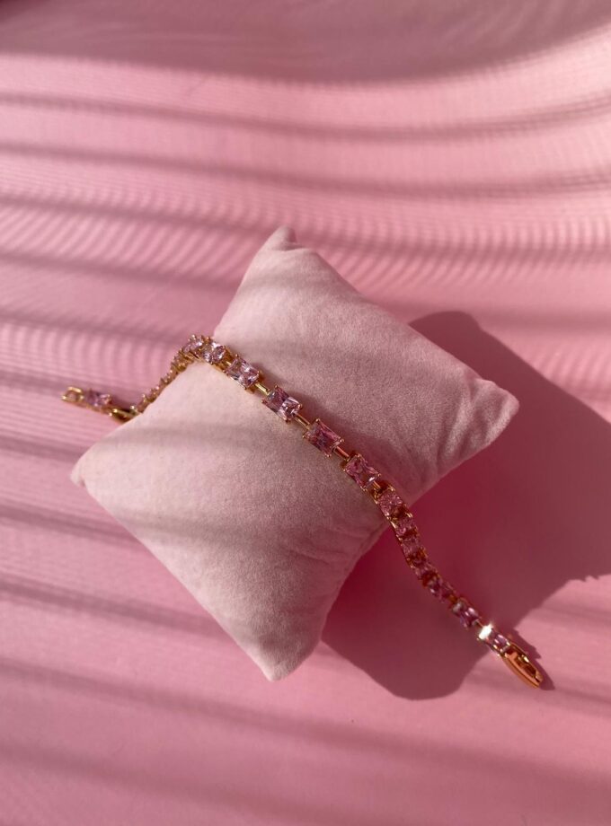 Pembe Kalın Taşlı Bileklik