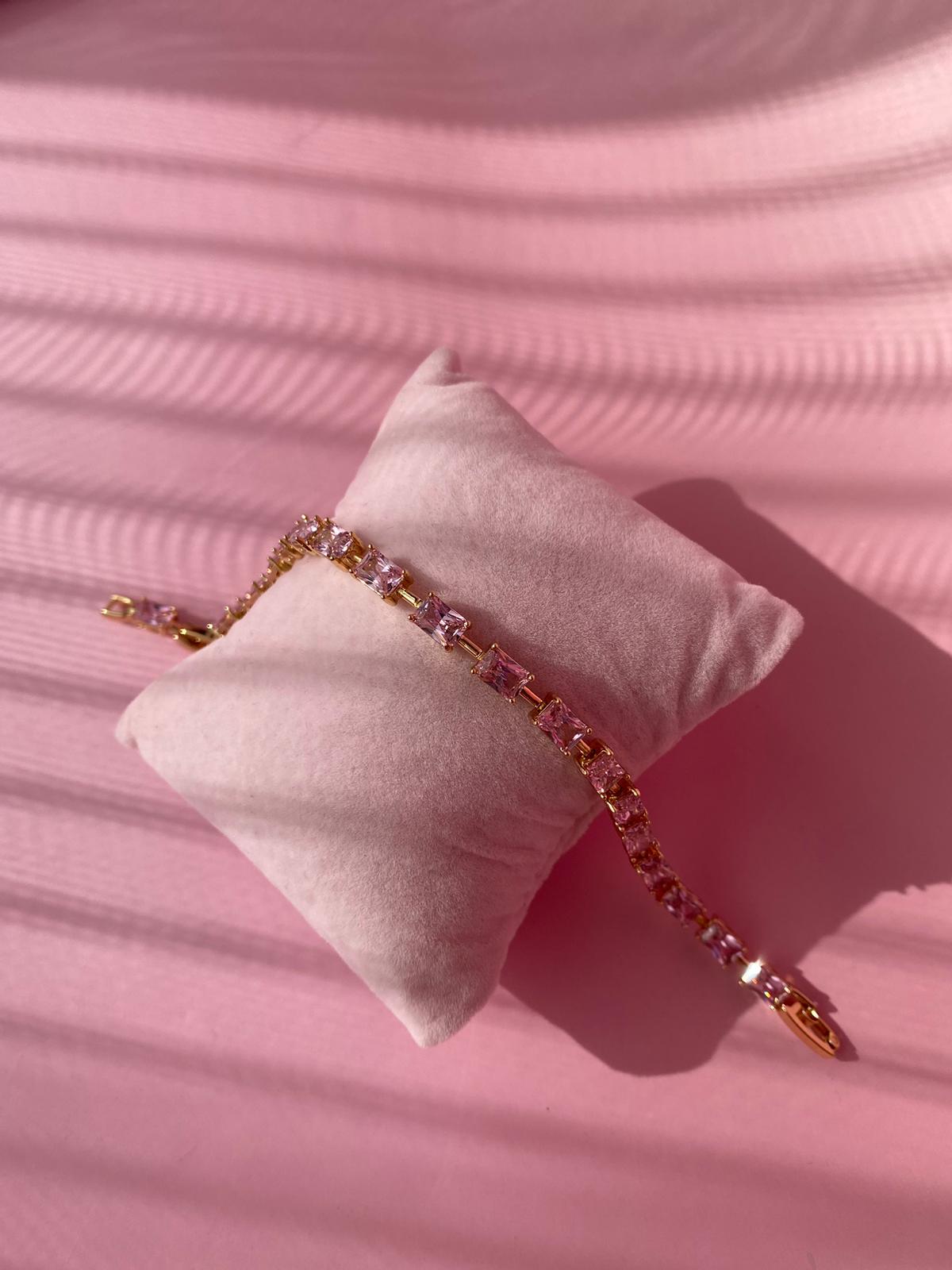 Pembe Kalın Taşlı Bileklik