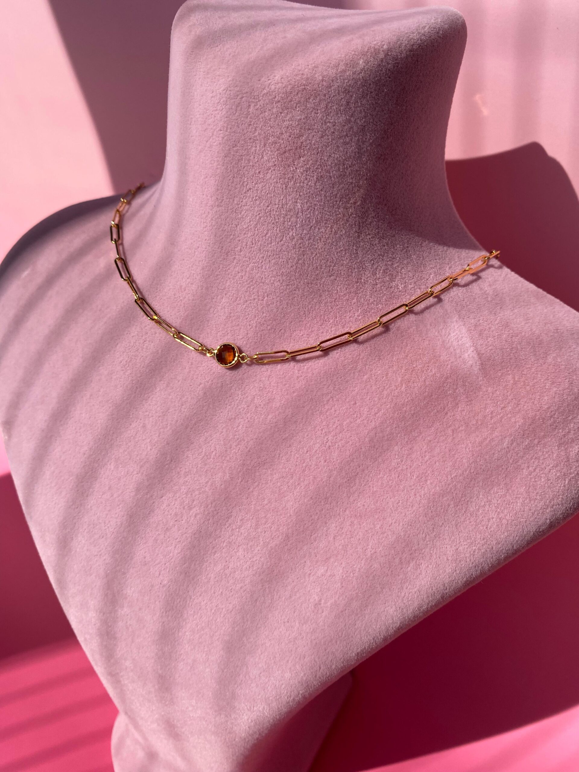 Çelik Kahverengi Taşlı Choker Kolye - Görsel 6