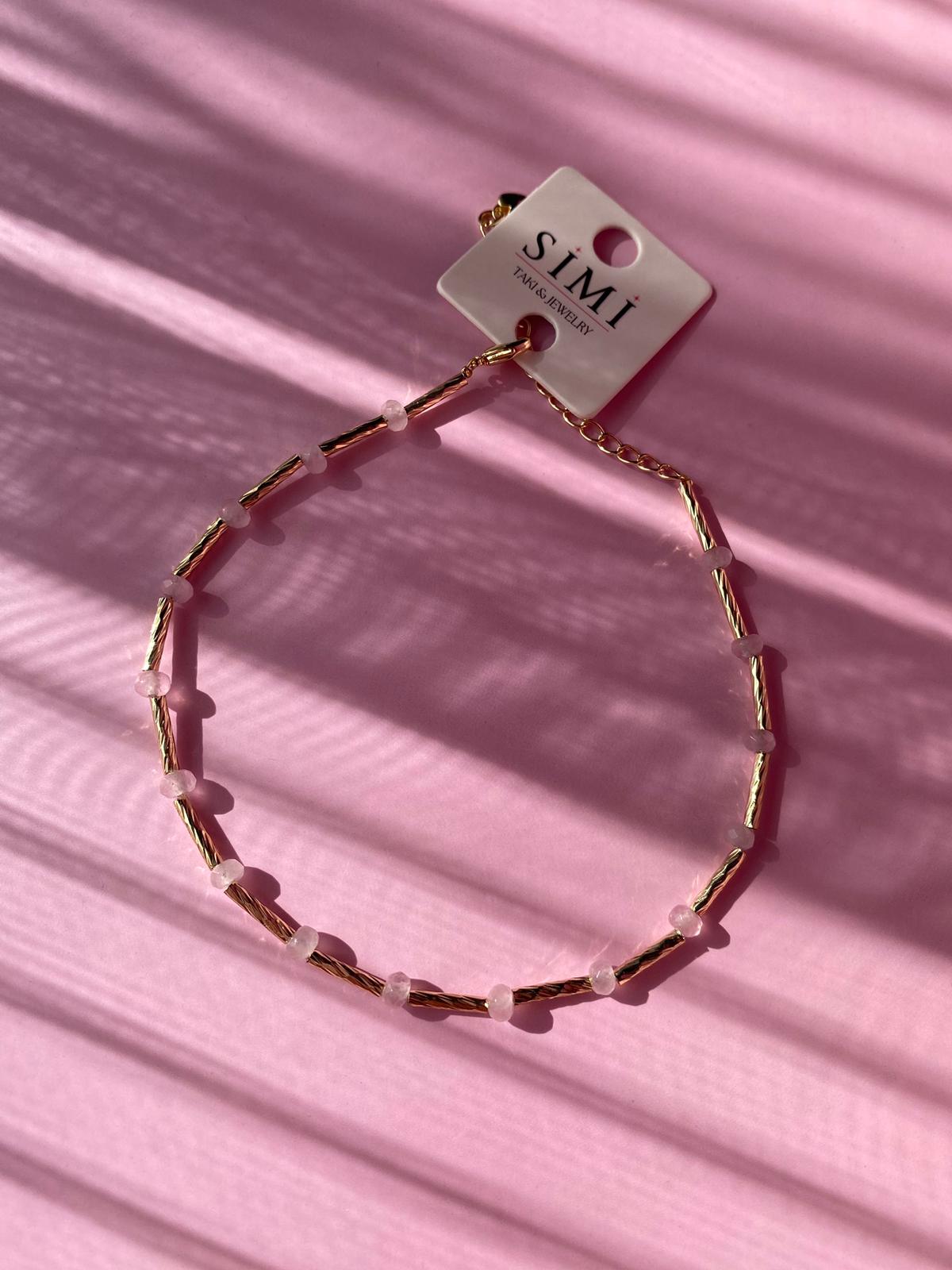 Çelik Pembe Top Boncuk Halhal - Görsel 4