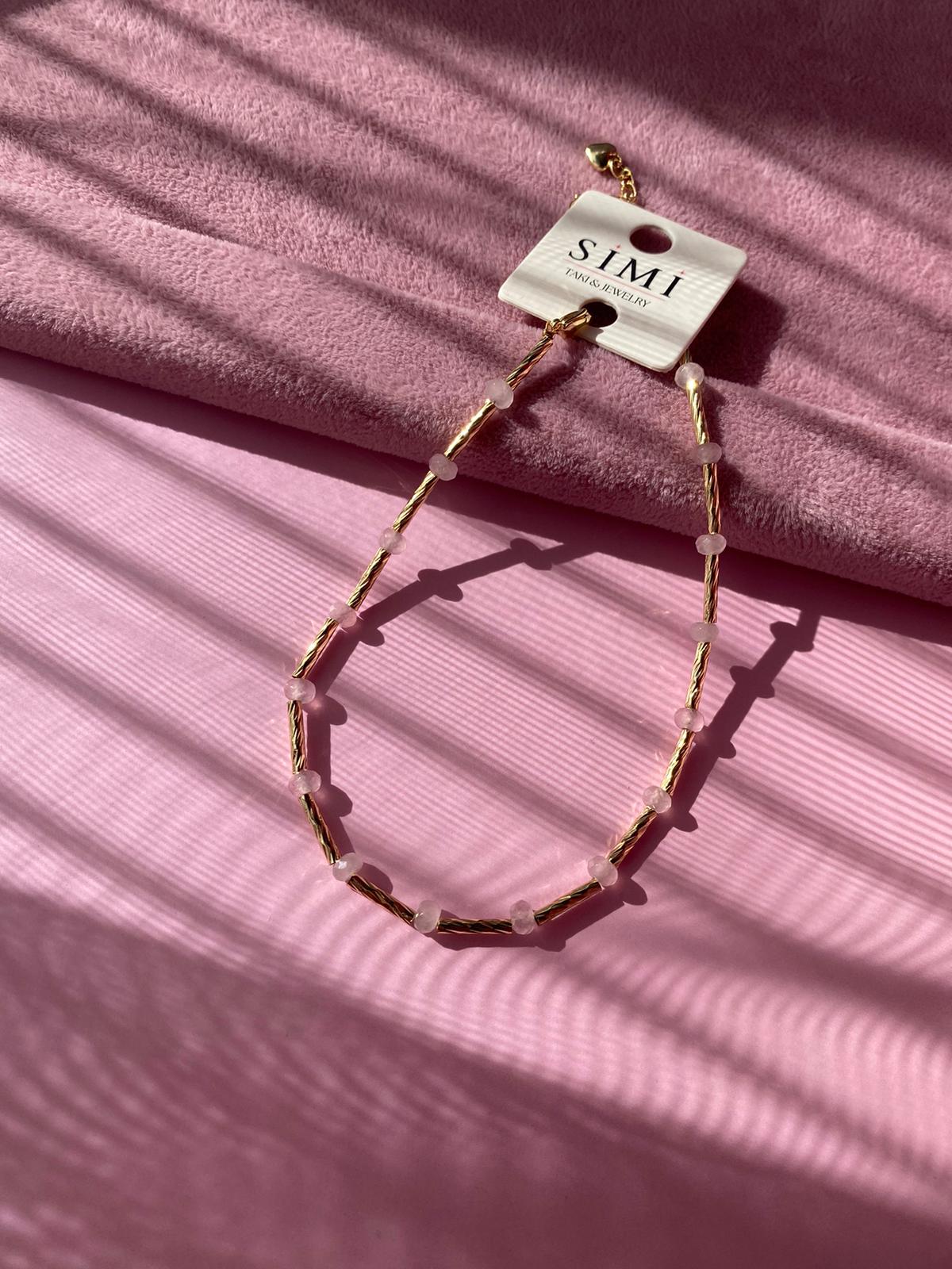 Çelik Pembe Top Boncuk Halhal - Görsel 5