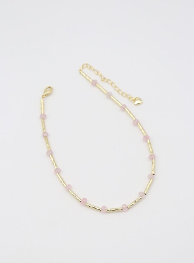 Çelik Pembe Top Boncuk Halhal