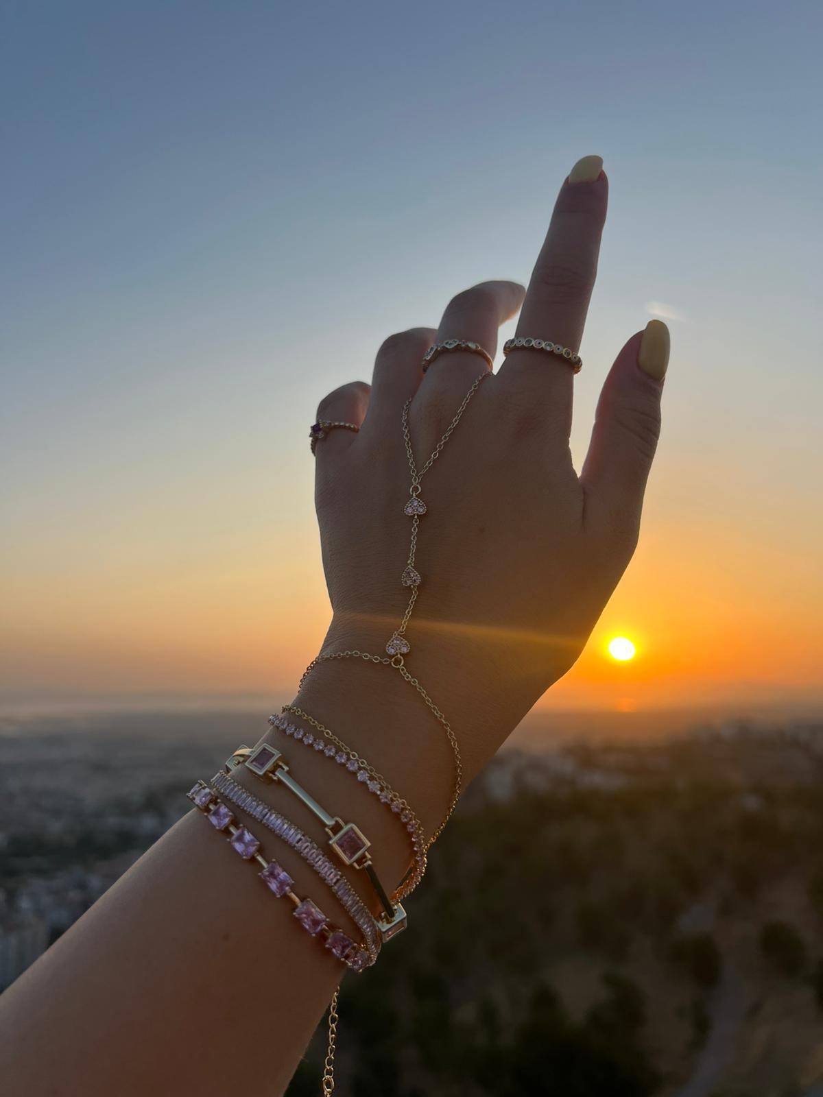 Pembe Kalın Taşlı Bileklik - Görsel 3