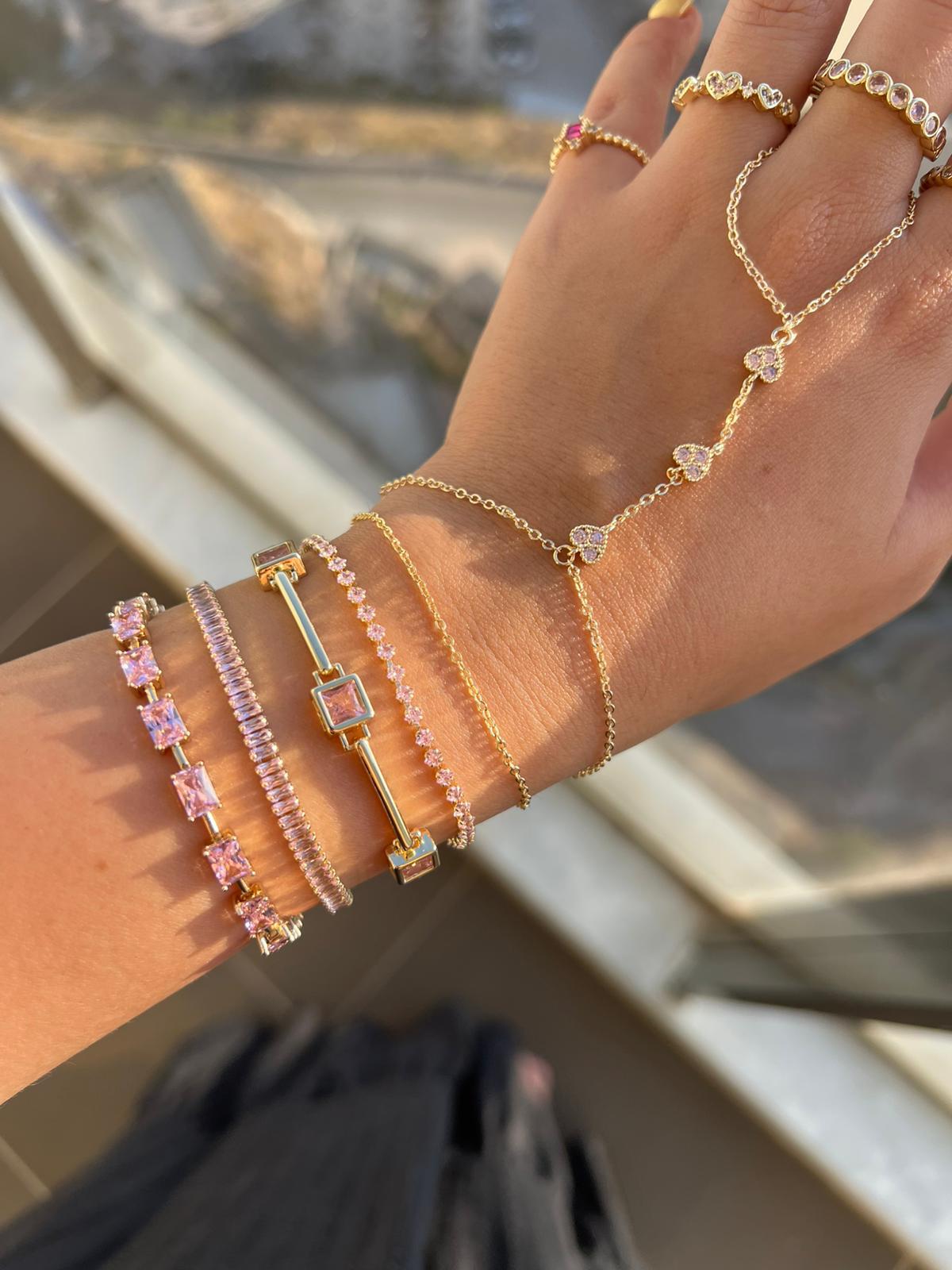 Pembe Kalın Taşlı Bileklik - Görsel 2