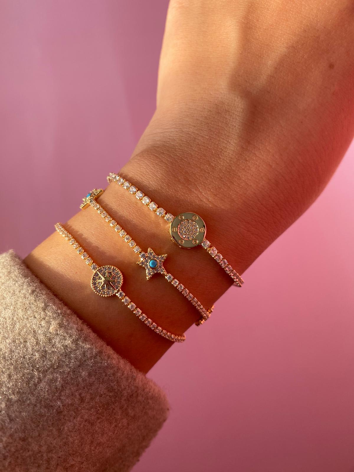 Yuvarlak Taşlı Model İnce Su Yolu Bileklik - Görsel 4