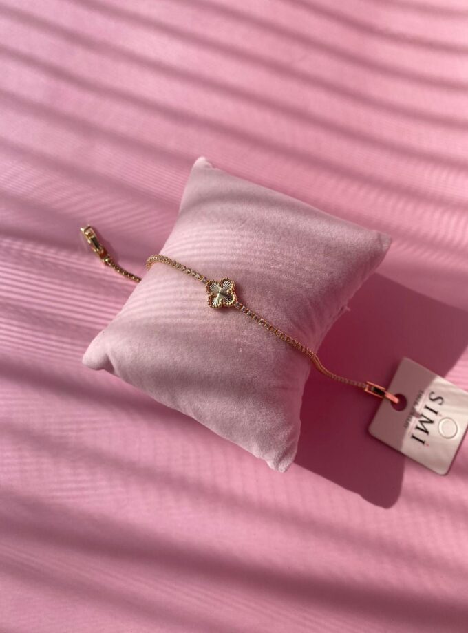 Gold Yonca İnce Su Yolu Bileklik