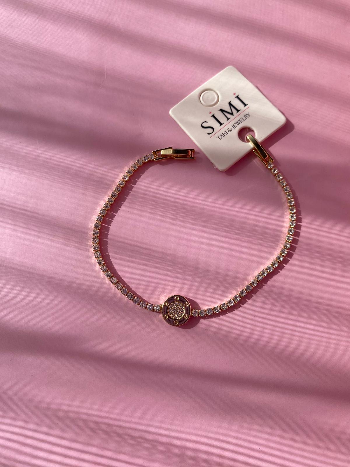 Yuvarlak Taşlı Model İnce Su Yolu Bileklik - Görsel 3