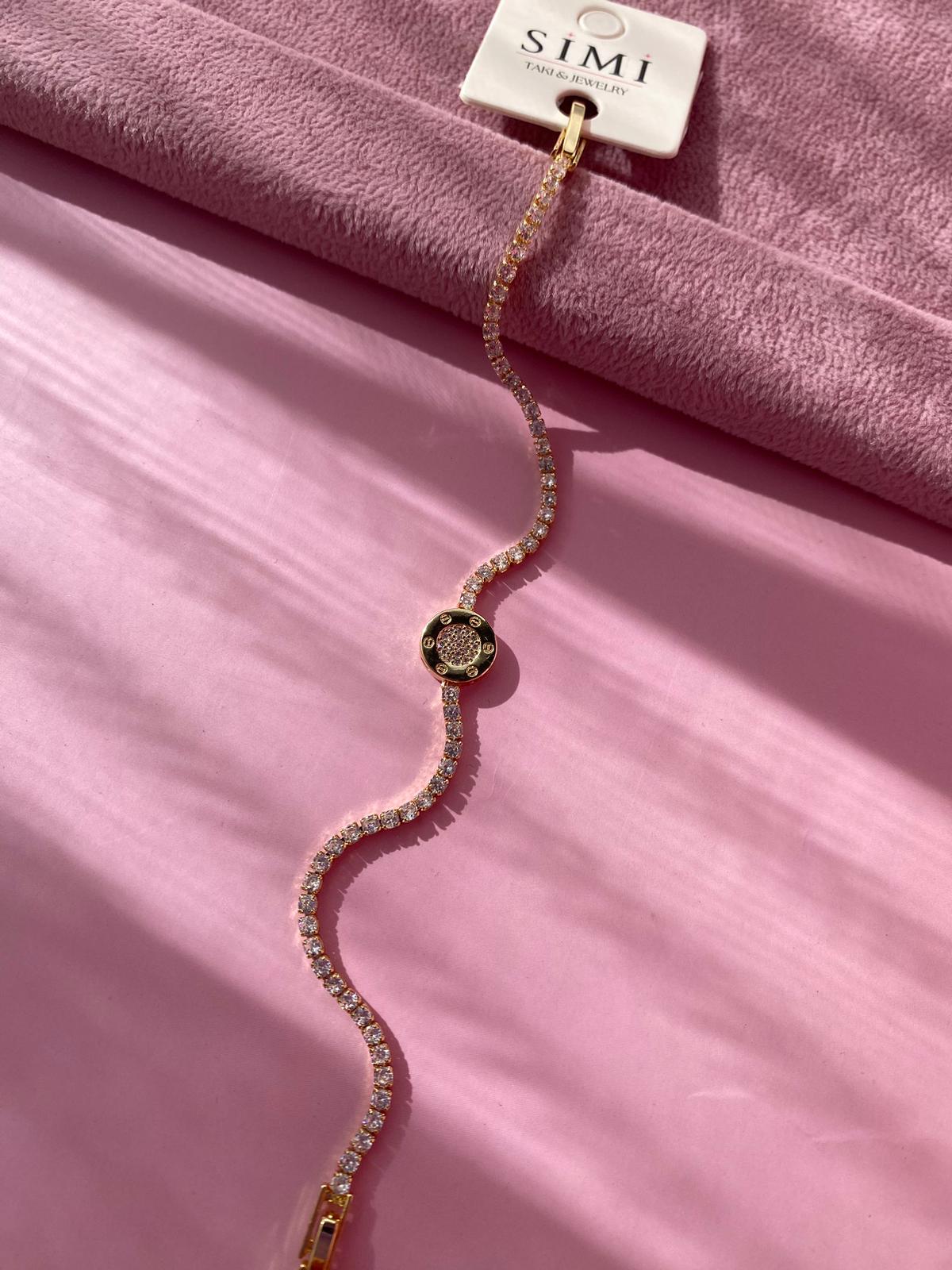 Yuvarlak Taşlı Model İnce Su Yolu Bileklik - Görsel 5