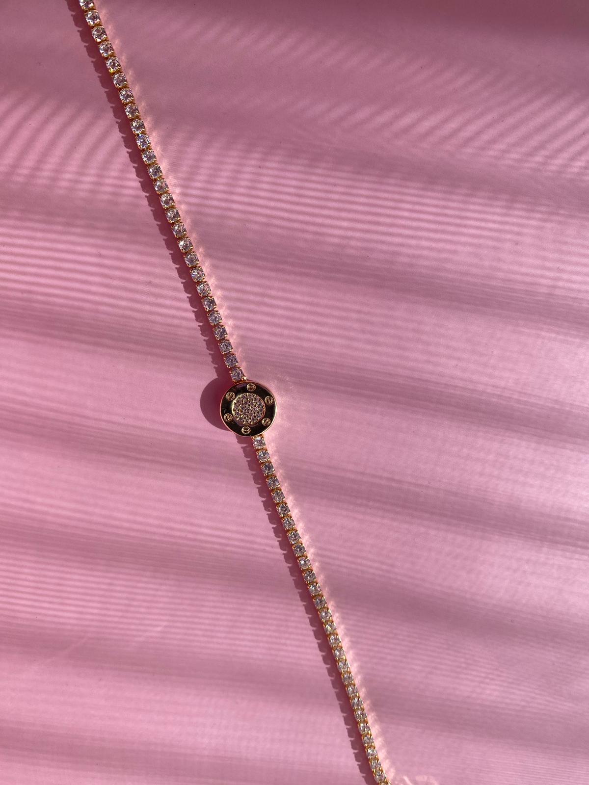 Yuvarlak Taşlı Model İnce Su Yolu Bileklik - Görsel 6