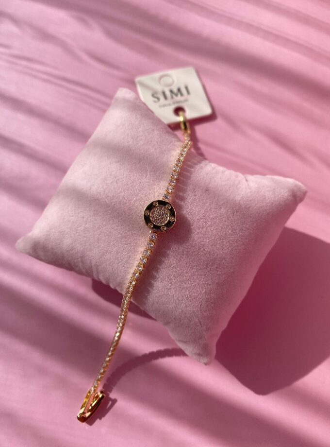 Yuvarlak Taşlı Model İnce Su Yolu Bileklik