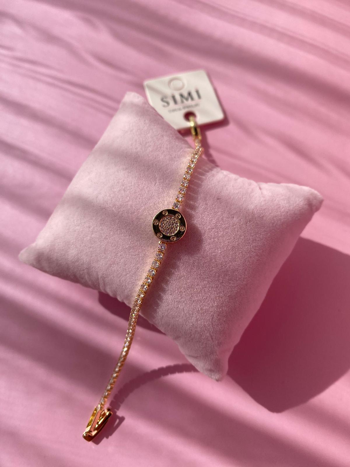 Yuvarlak Taşlı Model İnce Su Yolu Bileklik