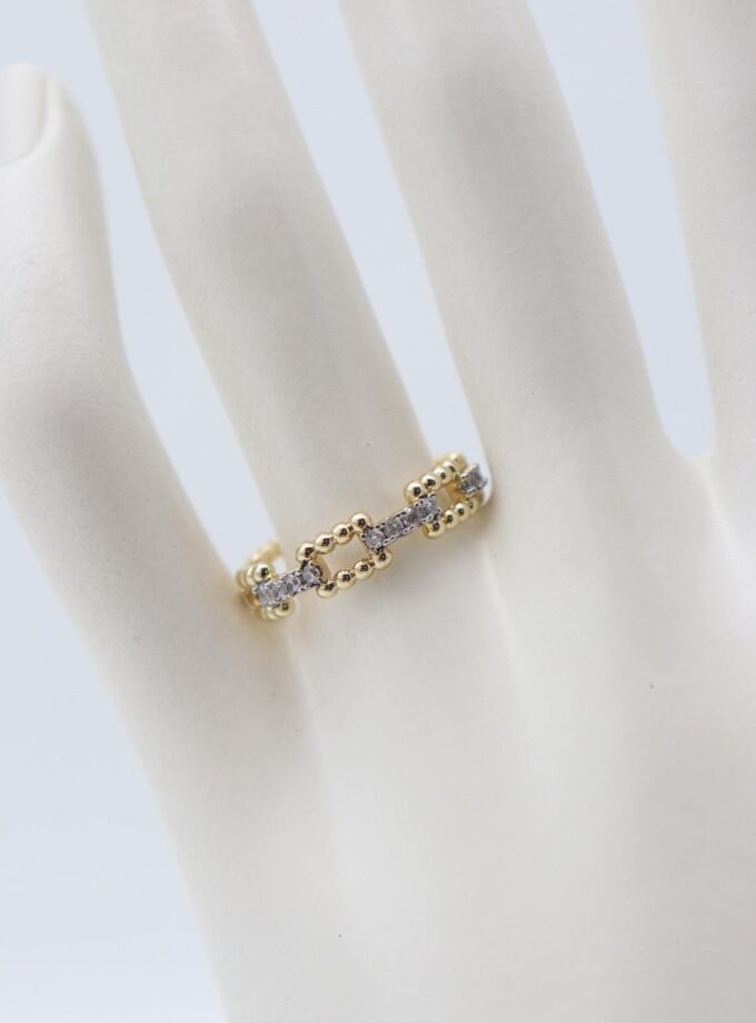 ÇELİK Gold Taşlı Zincir Ayarlanabilir Yüzük