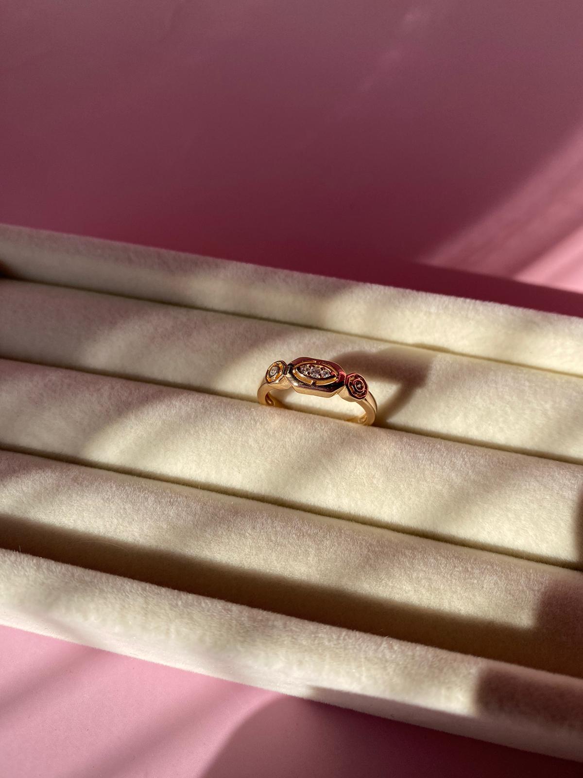 ÇELİK Gold Taşlı Zincir Ayarlanabilir Yüzük - Görsel 6