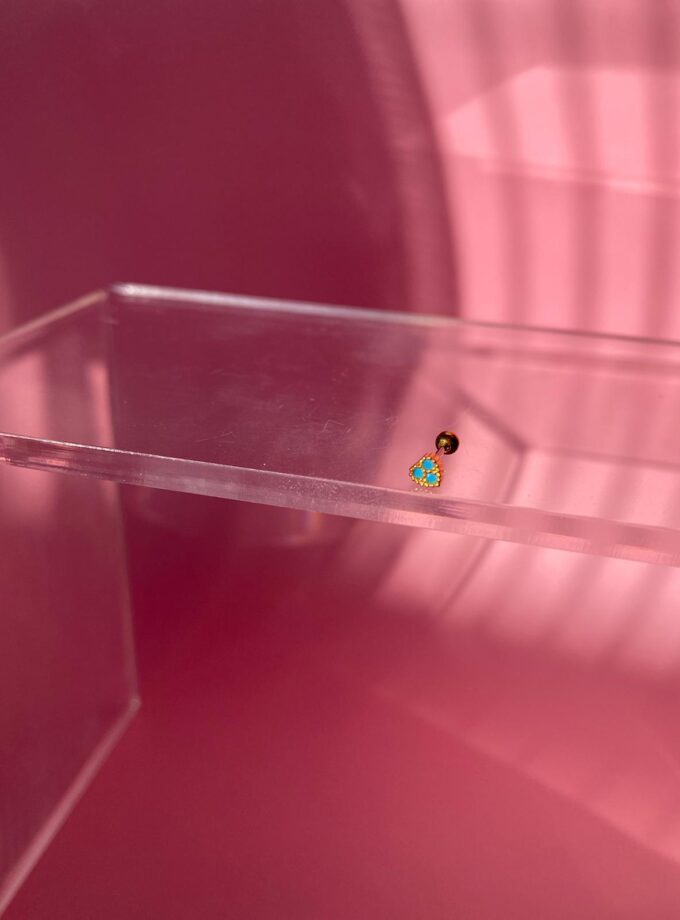 Çelik Mavi Kalp Tragus Piercing