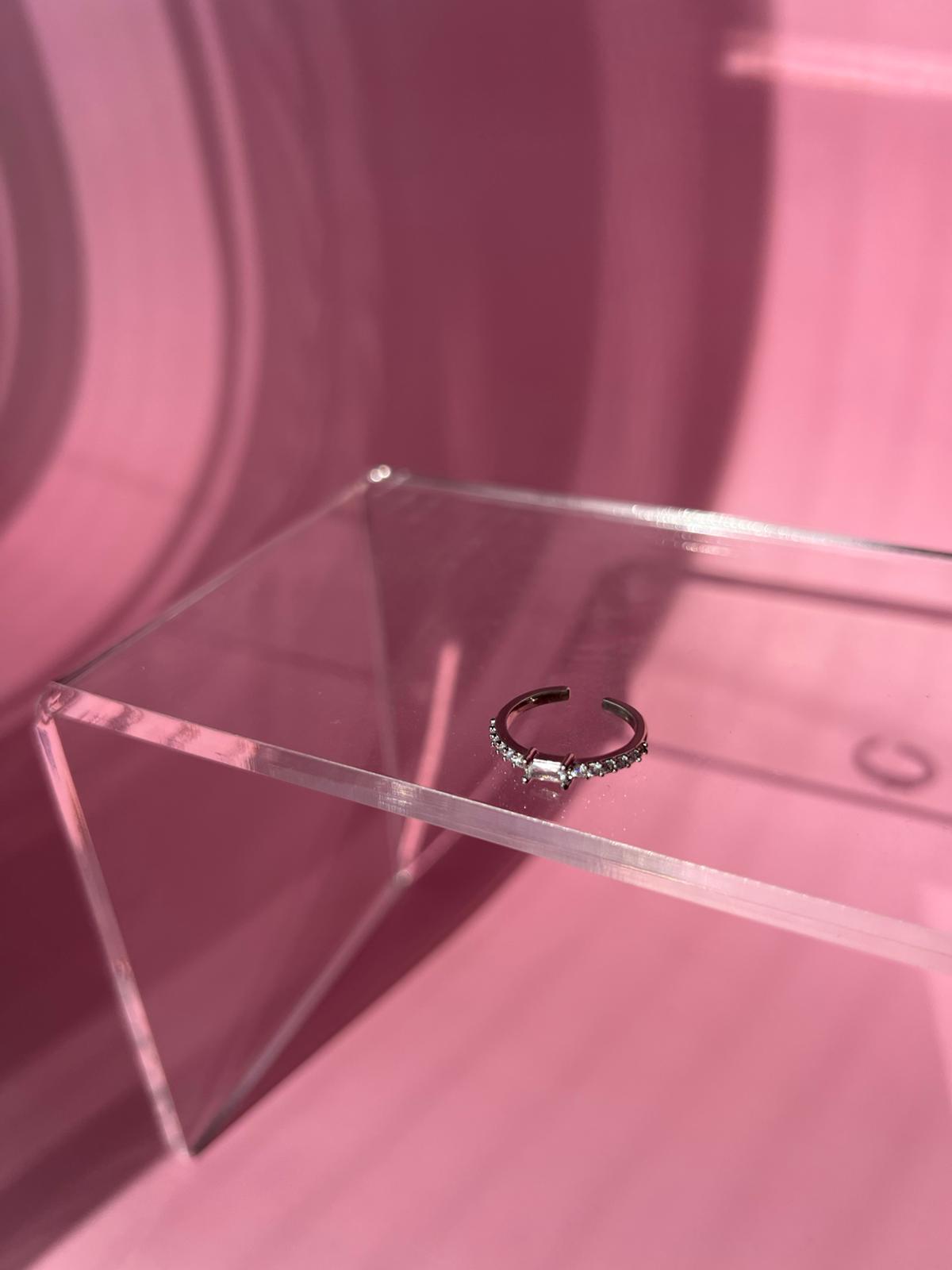 Çelik Taşlı Serçe Parmak Yüzük - Görsel 4