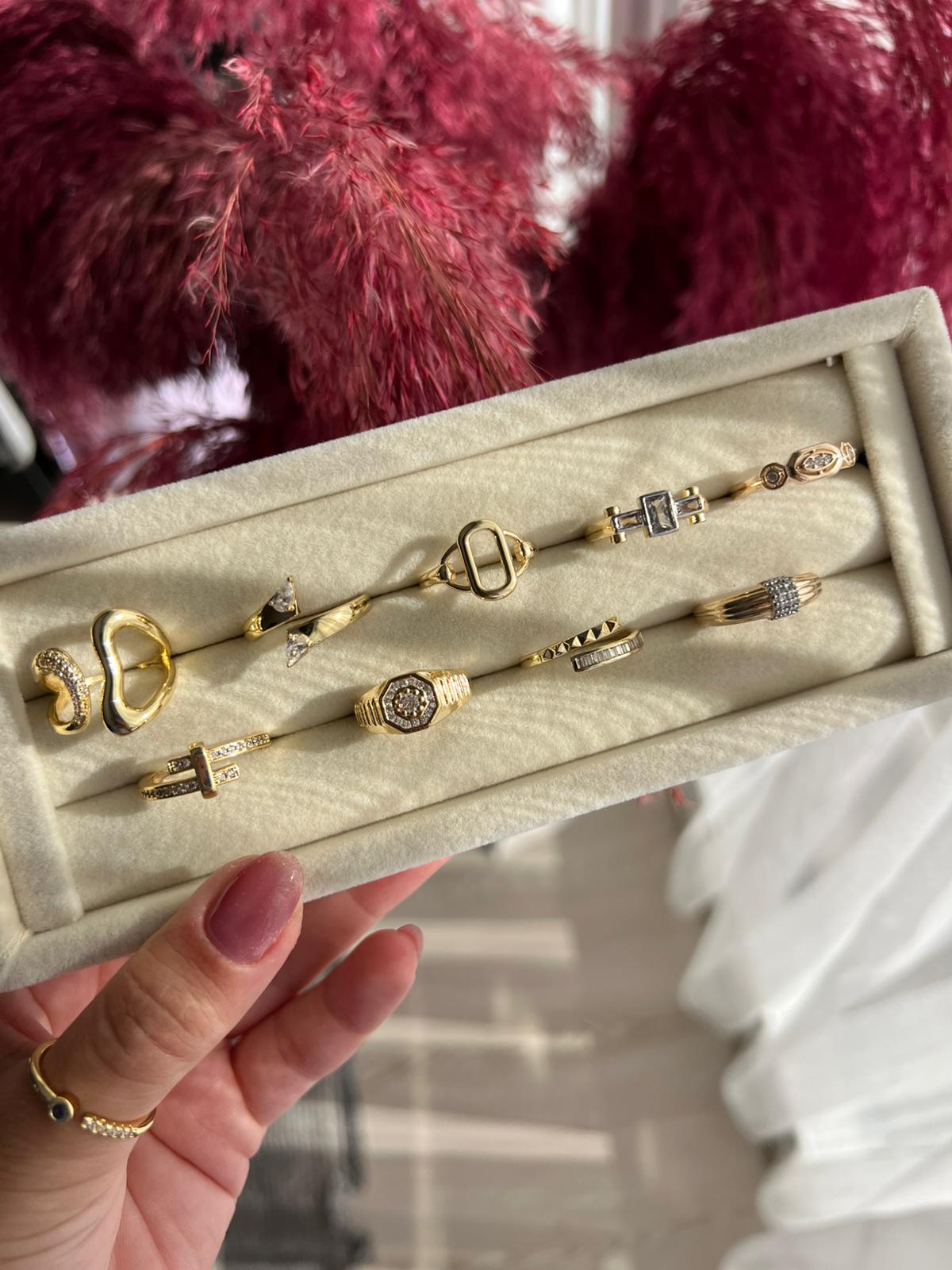 ÇELİK Gold Taşlı Zincir Ayarlanabilir Yüzük - Görsel 4