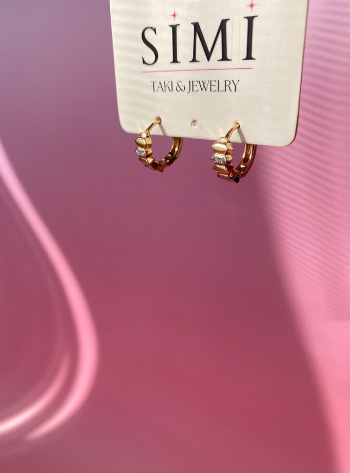 VIP Taşlı Gold Küçük Boy Küpe