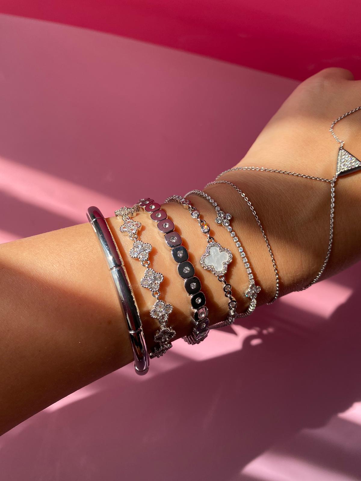 Silver İnce Lastik Bileklik - Görsel 2