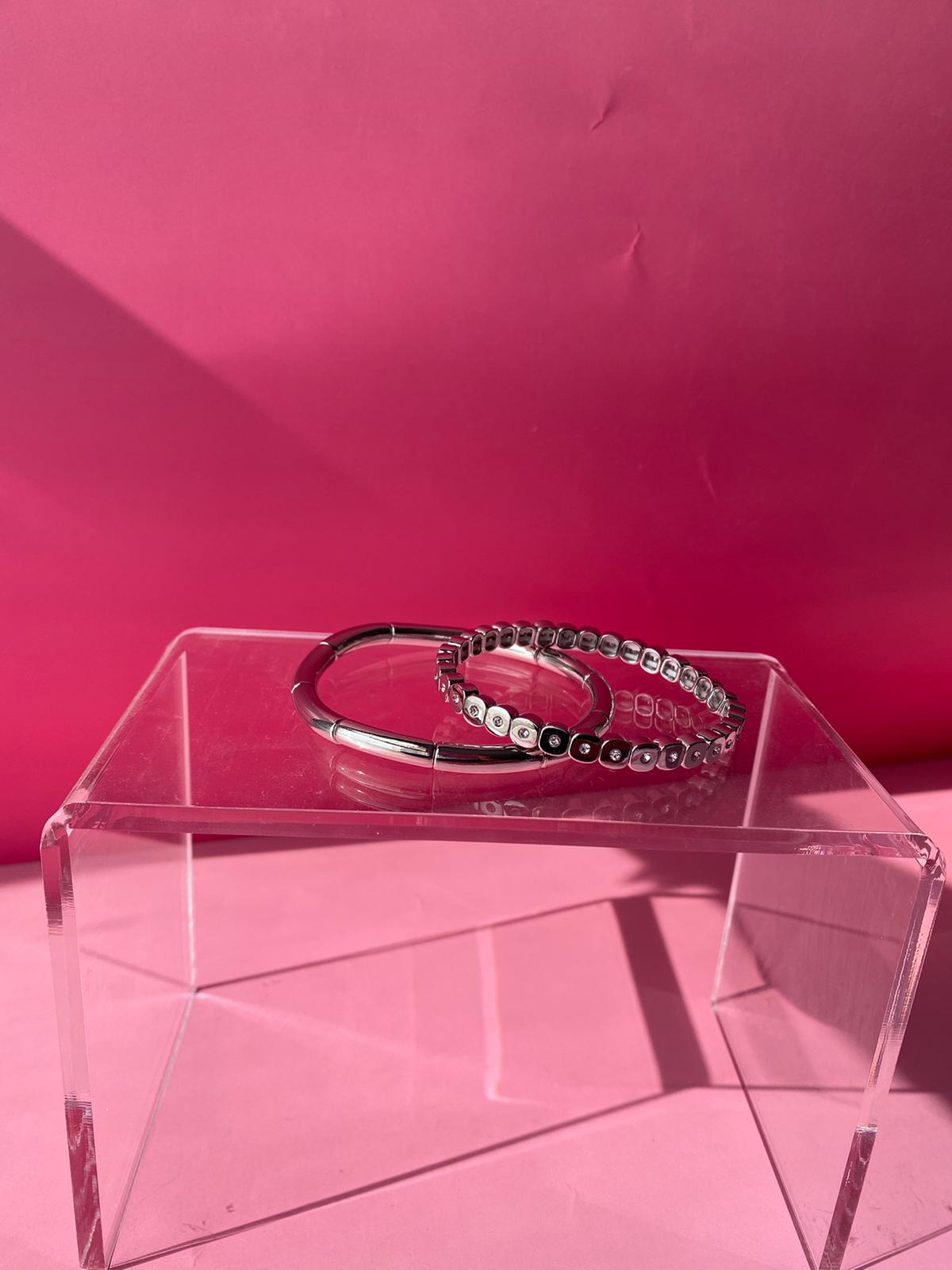 Silver İnce Lastik Bileklik - Görsel 5