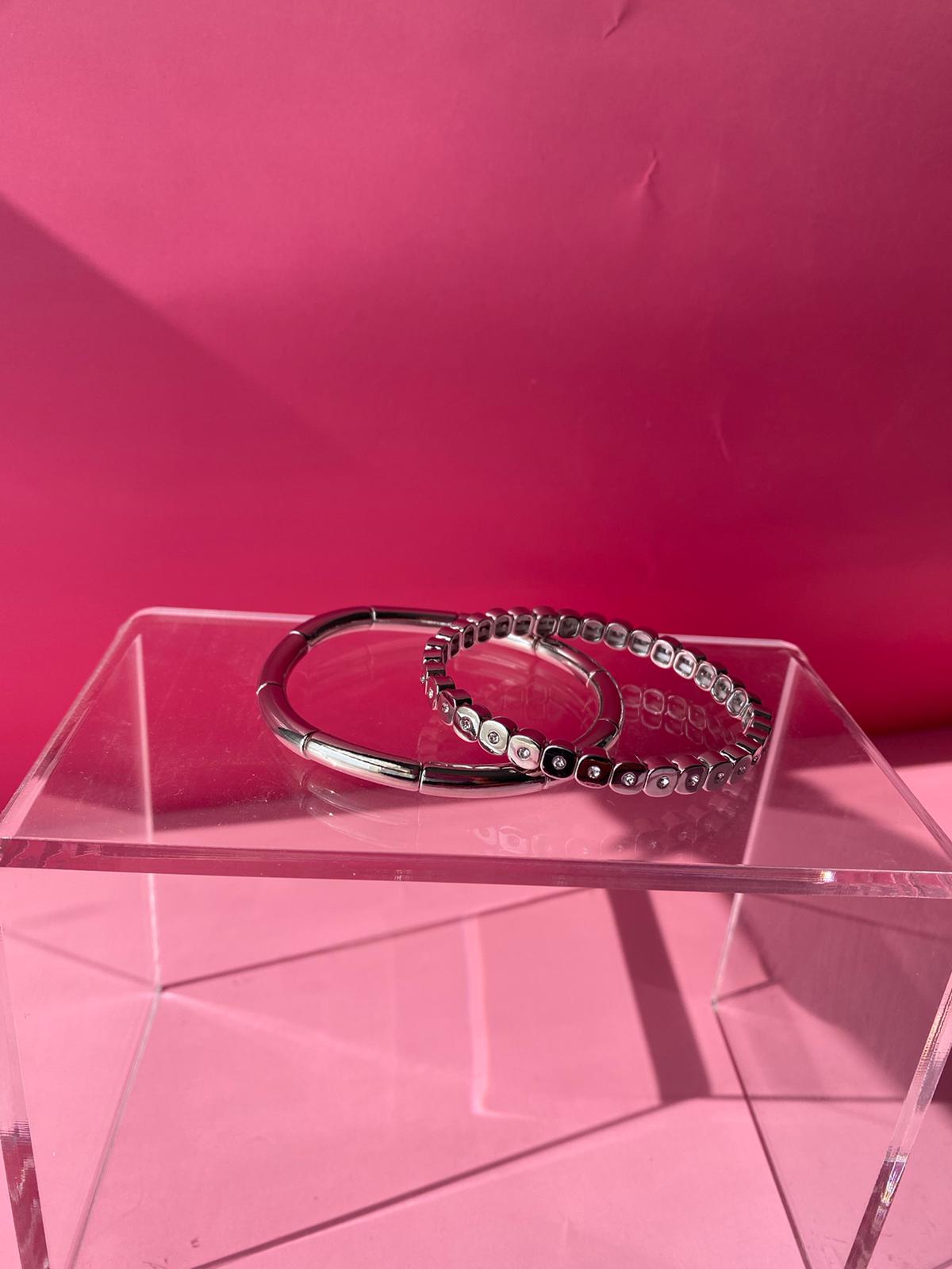 Silver İnce Lastik Bileklik - Görsel 3