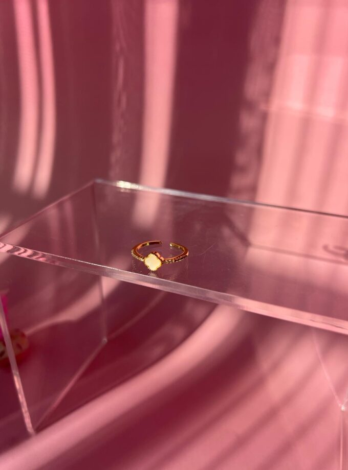 Çelik Beyaz Yonca Yüzük