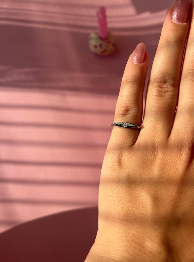 Çelik İnce Silver Serçe Parmağı Yüzük