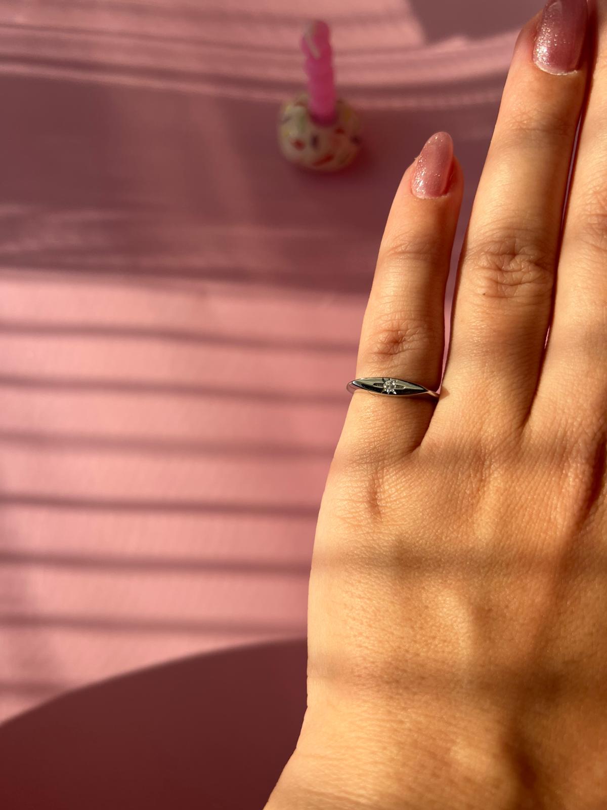 Çelik İnce Silver Serçe Parmağı Yüzük