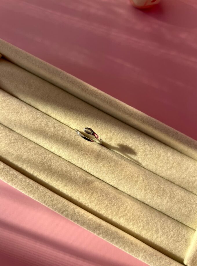 Çelik Damla Taşlı Serçe Parmak Yüzük