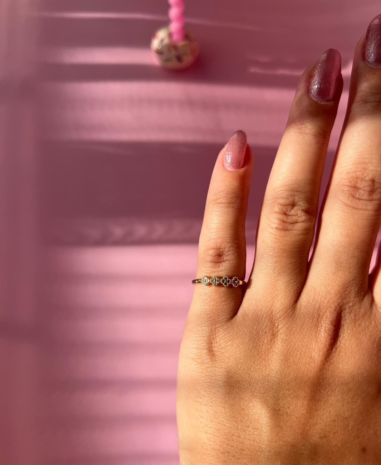 Çelik Gold Yonca Serçe Parmak Yüzük - Görsel 2