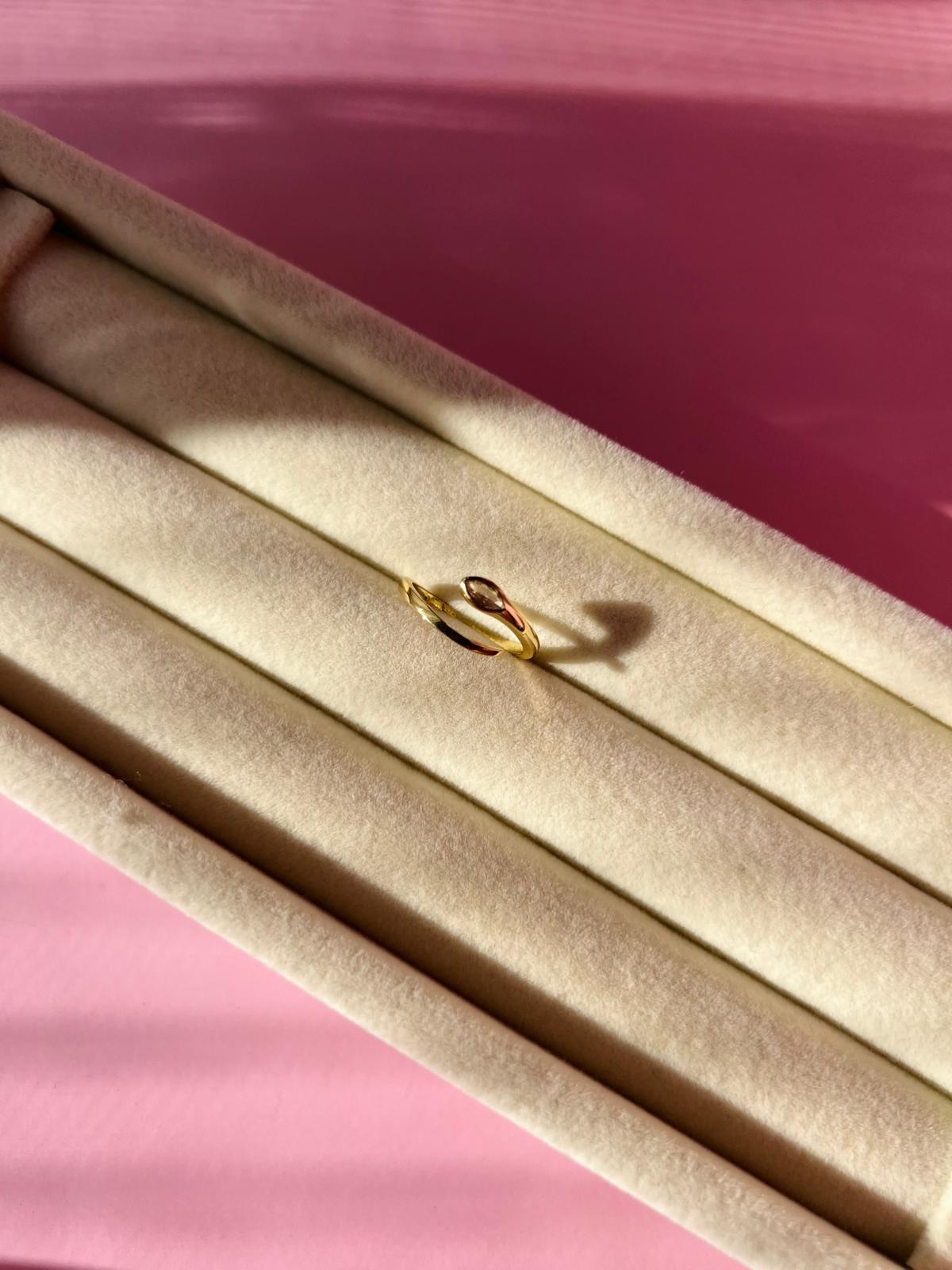 Çelik Gold Damla Taşlı Serçe Parmak Yüzük - Görsel 4