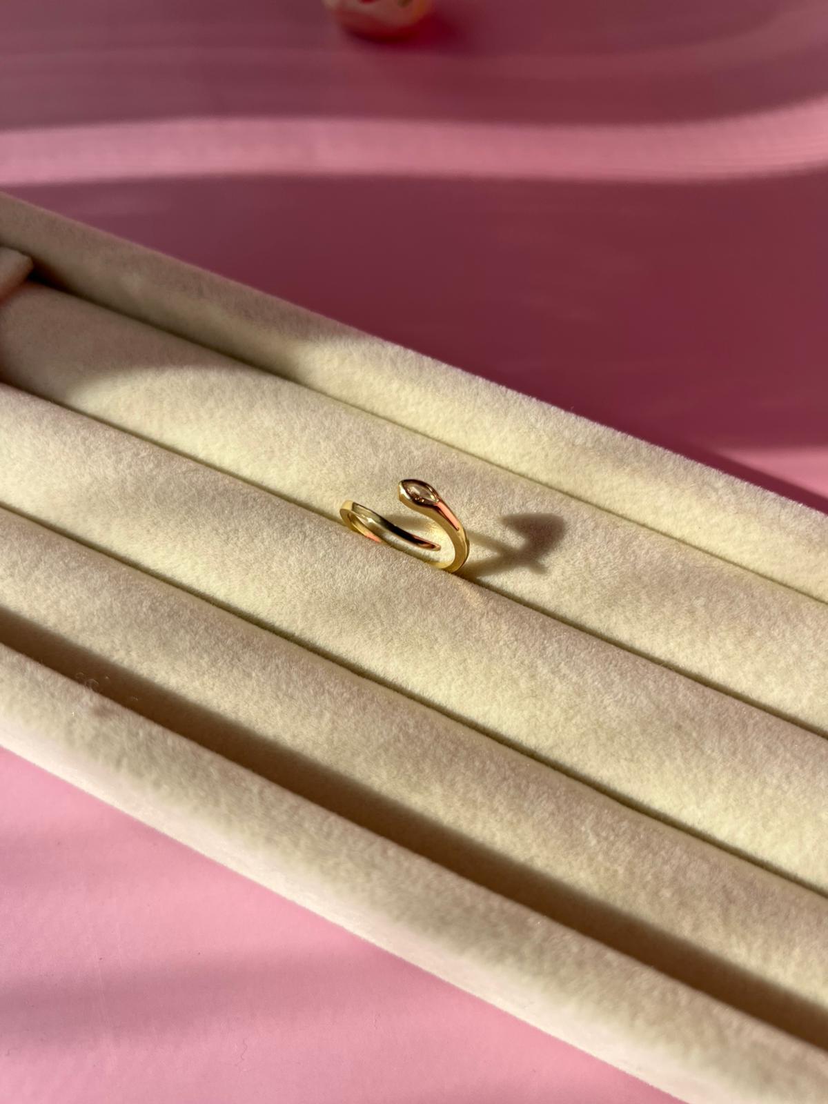 Çelik Gold Damla Taşlı Serçe Parmak Yüzük - Görsel 5