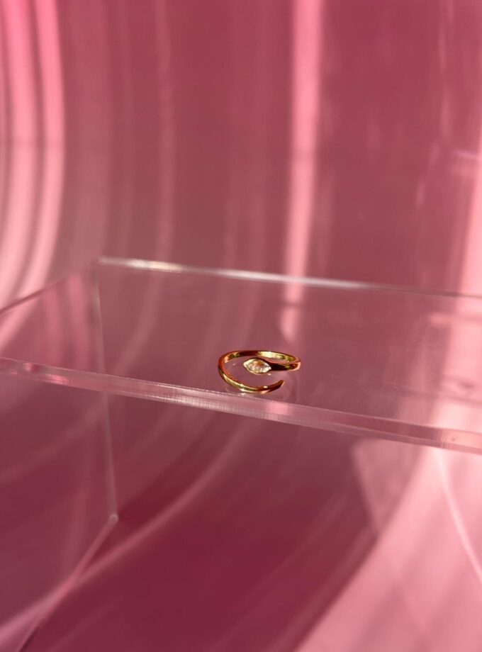 Çelik Gold Damla Taşlı Serçe Parmak Yüzük