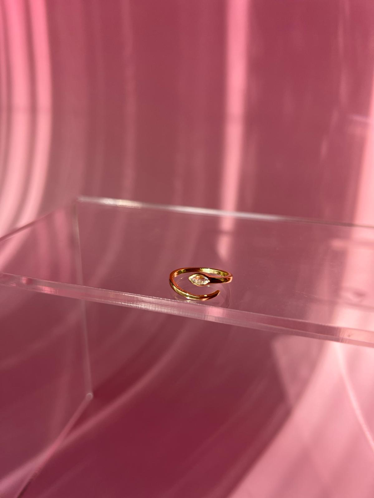 Çelik Gold Damla Taşlı Serçe Parmak Yüzük