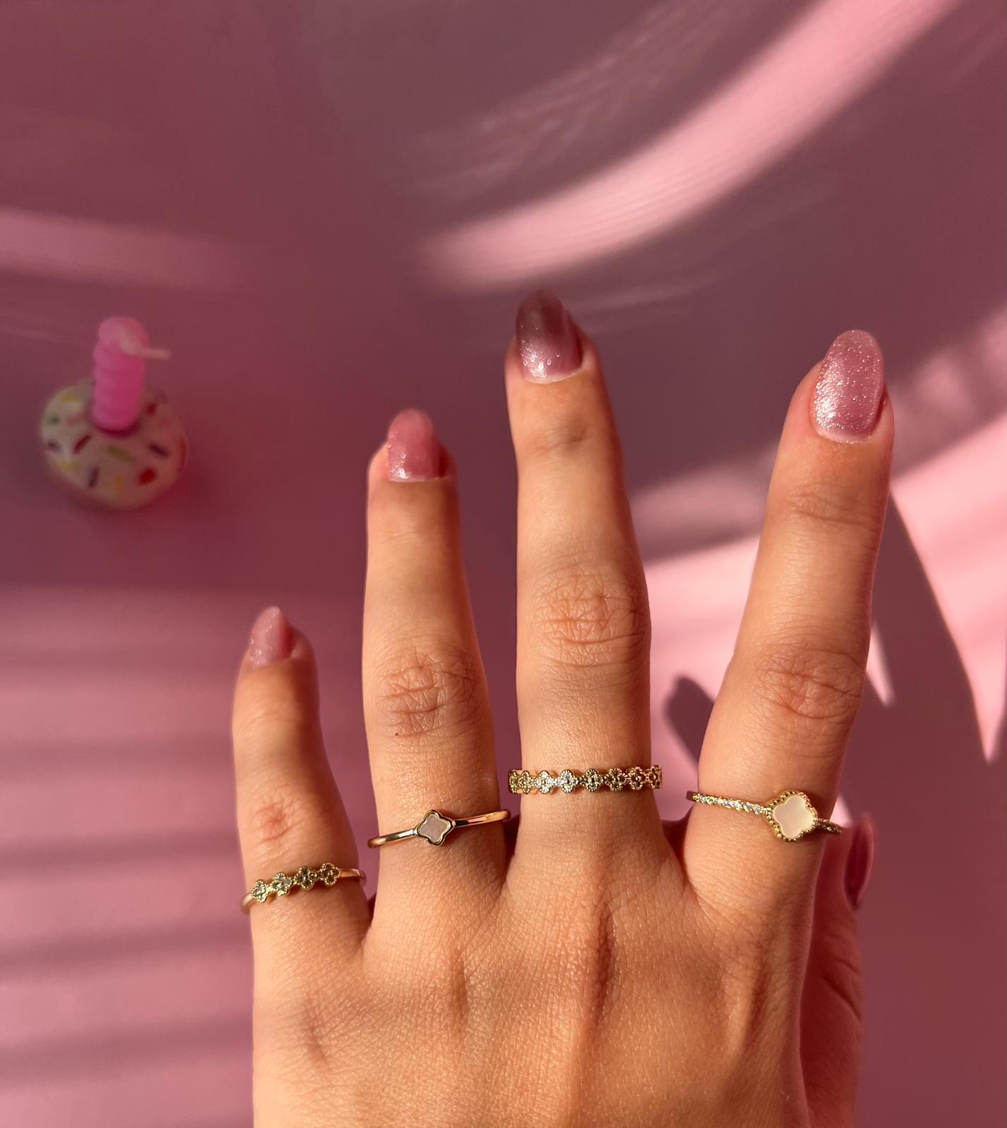 Çelik Minik Tek Yonca Model Yüzük - Görsel 2