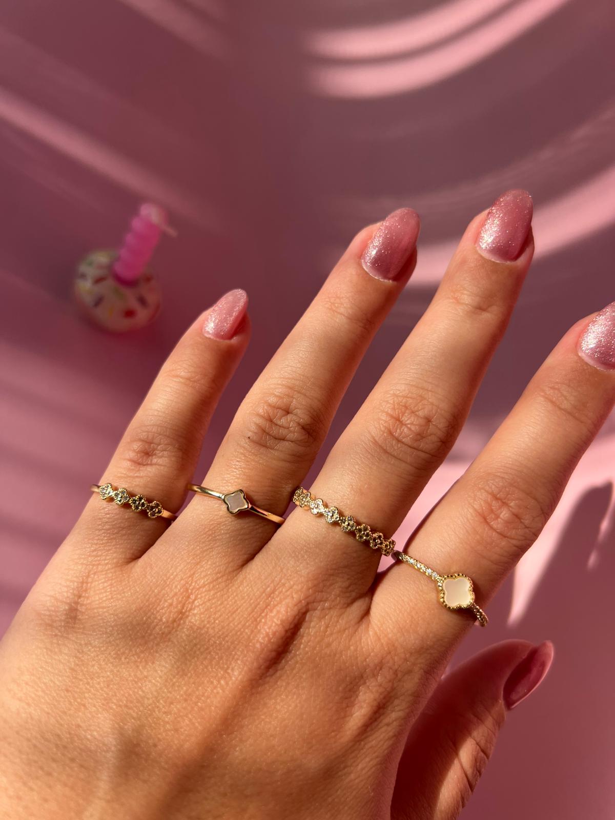 Çelik Gold Yonca Serçe Parmak Yüzük - Görsel 4