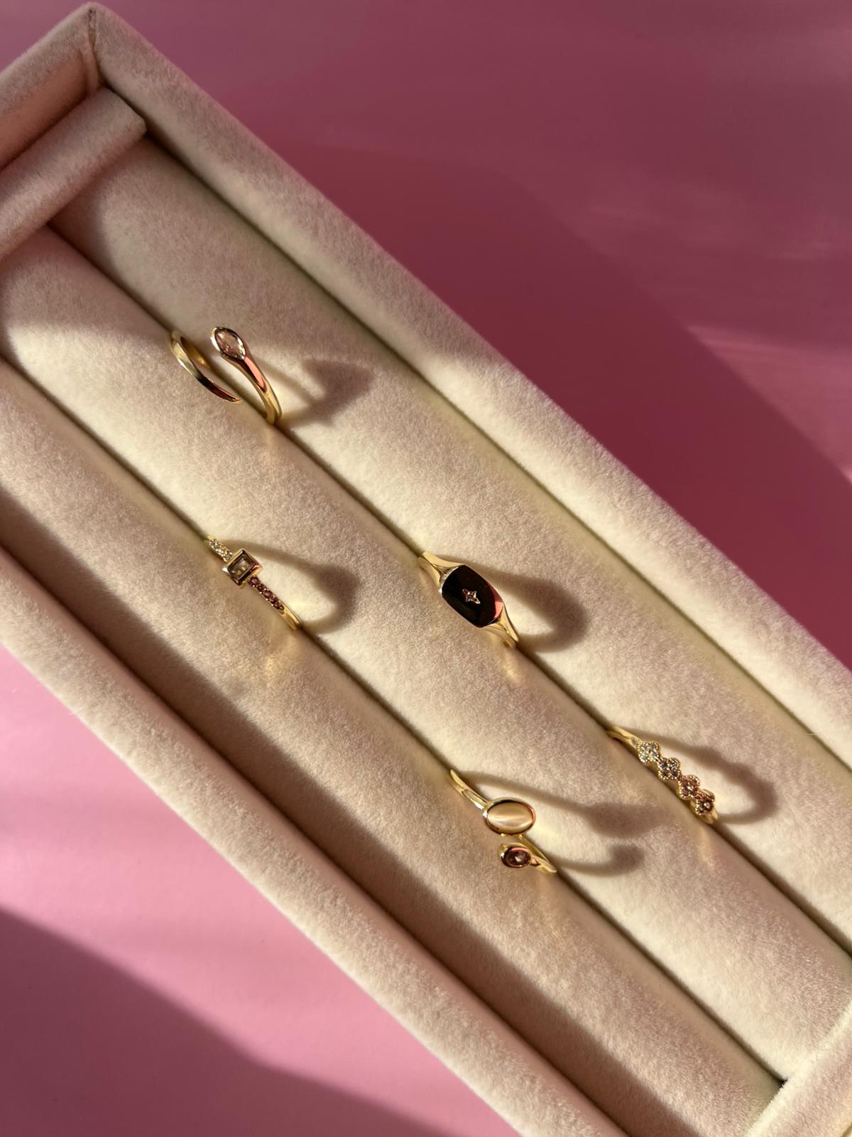 Çelik Gold Damla Taşlı Serçe Parmak Yüzük - Görsel 3