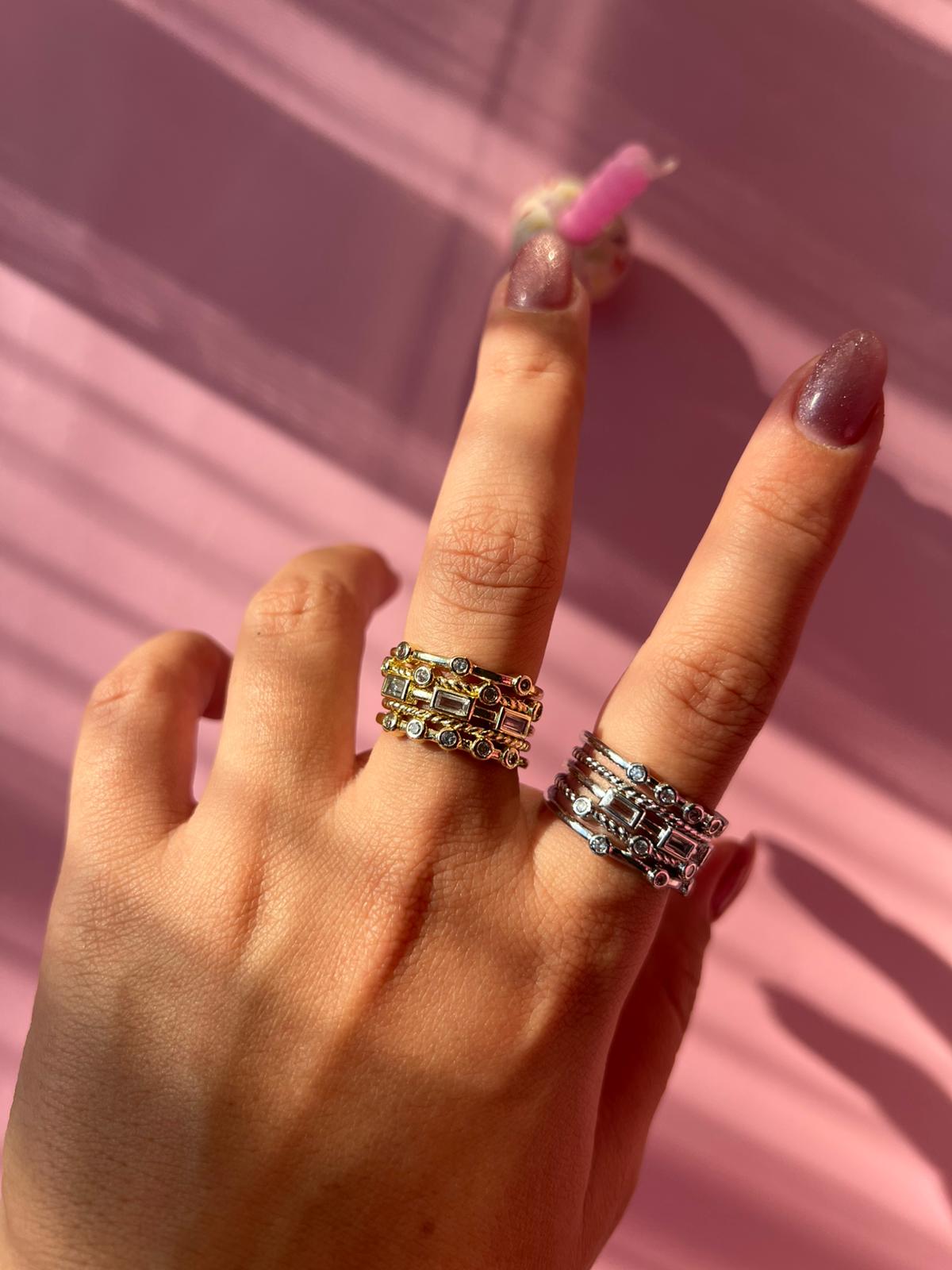 Çelik Kalın Model Taşlı Yüzük - Görsel 2