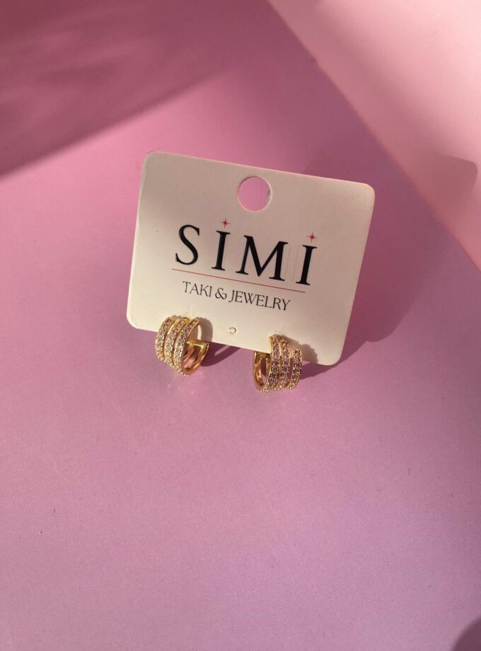 VIP Çoklu Taşlı Gold Küpe