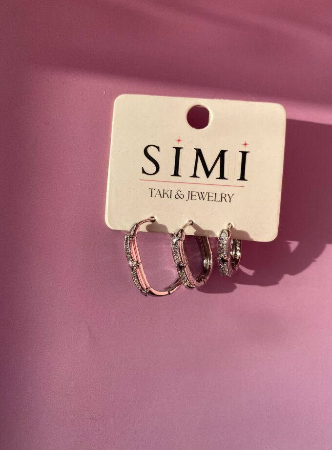 Çelik Üçlü Set Yıldız Dikdörtgen Küpe