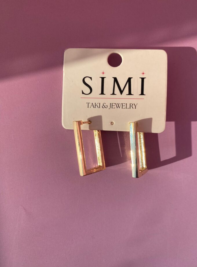 VIP Gold Büyük Boy Dikdörtgen Küpe