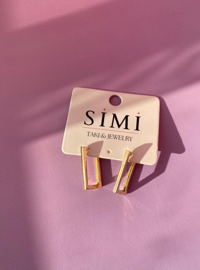 VIP Gold Küçük Boy Dikdörtgen Küpe