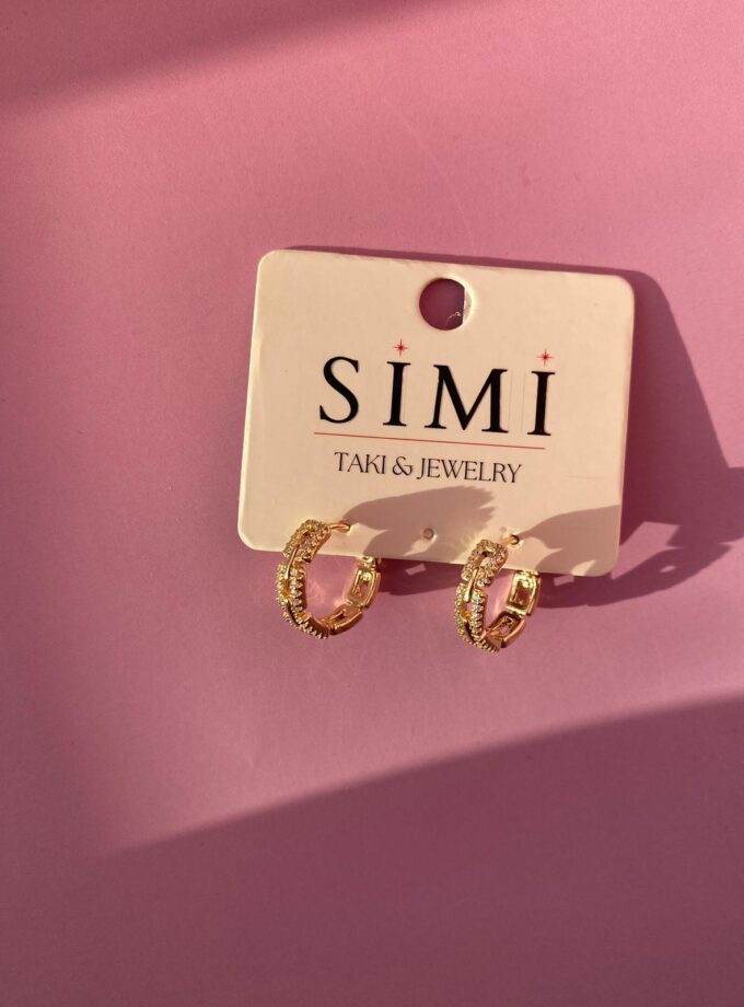 VIP Kare Taşlı Gold Küçük Boy Halka Küpe