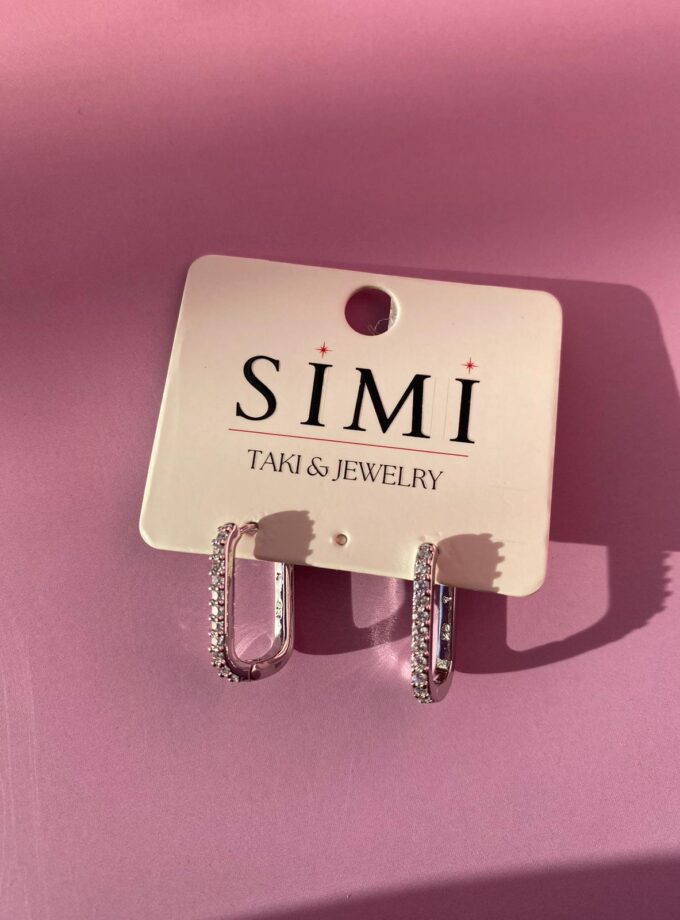 VIP Oval Taşlı Silver Küpe