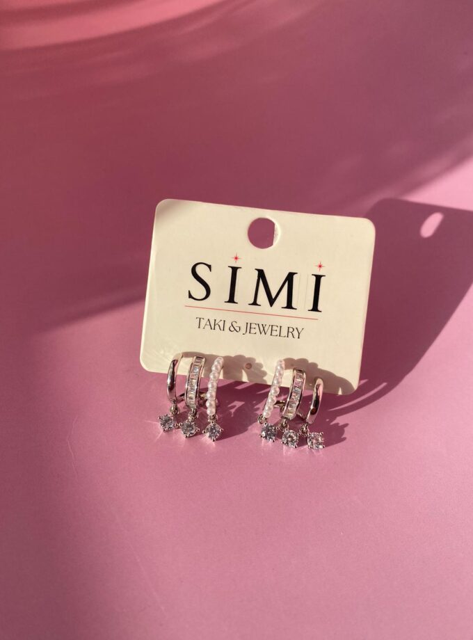 VIP Çoklu Taşlı İnci Detaylı Küpe