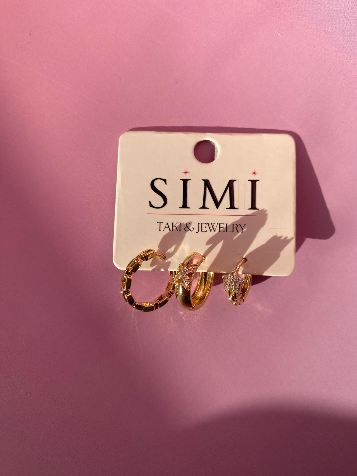 VIP Gold Üçlü Set Küpe