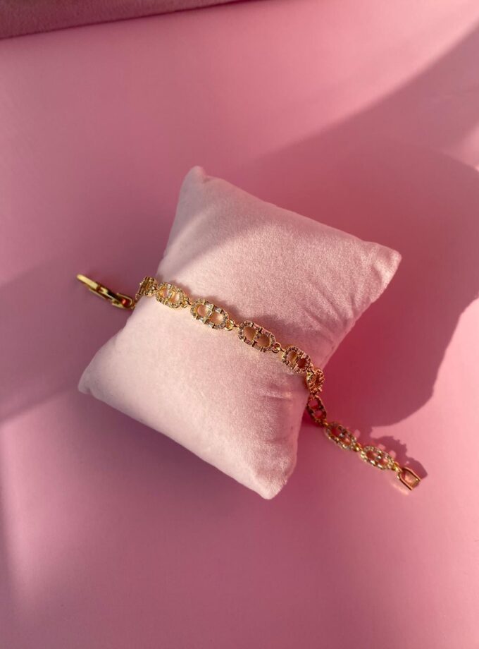 Oval Baget Taş İşlemeli Bileklik