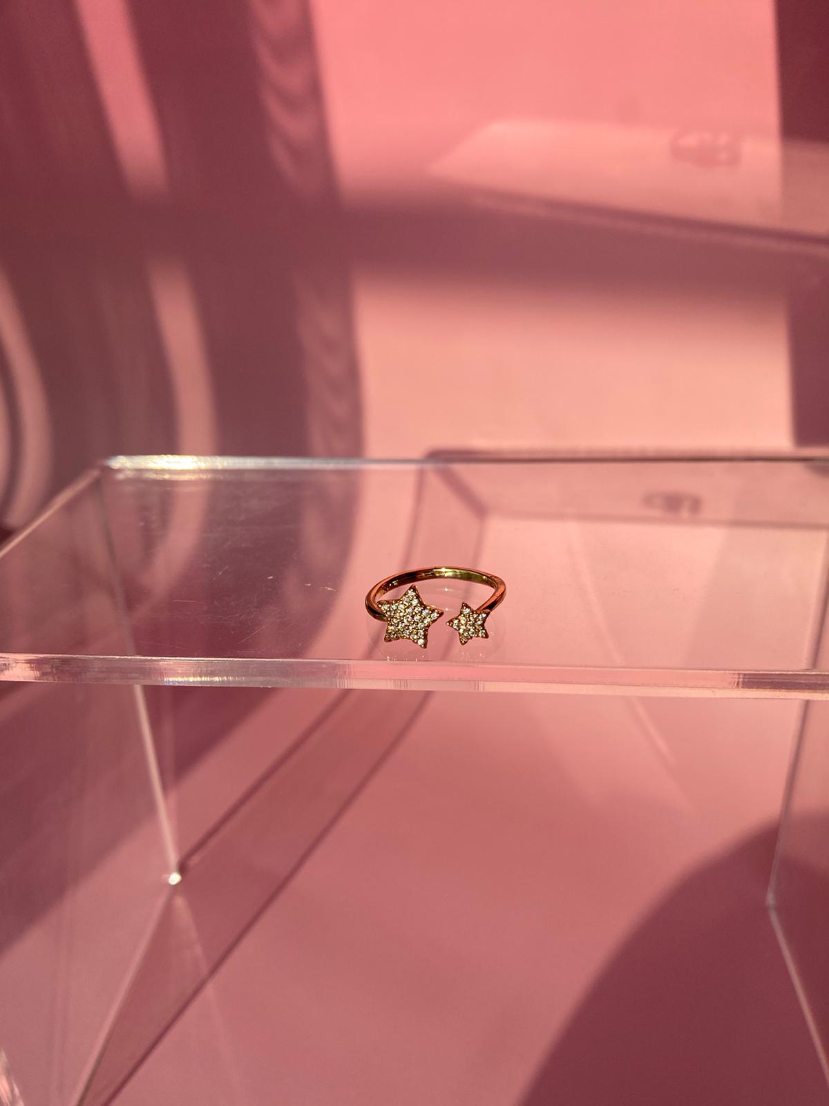 Çelik İkili Yıldız Yüzük - Görsel 3