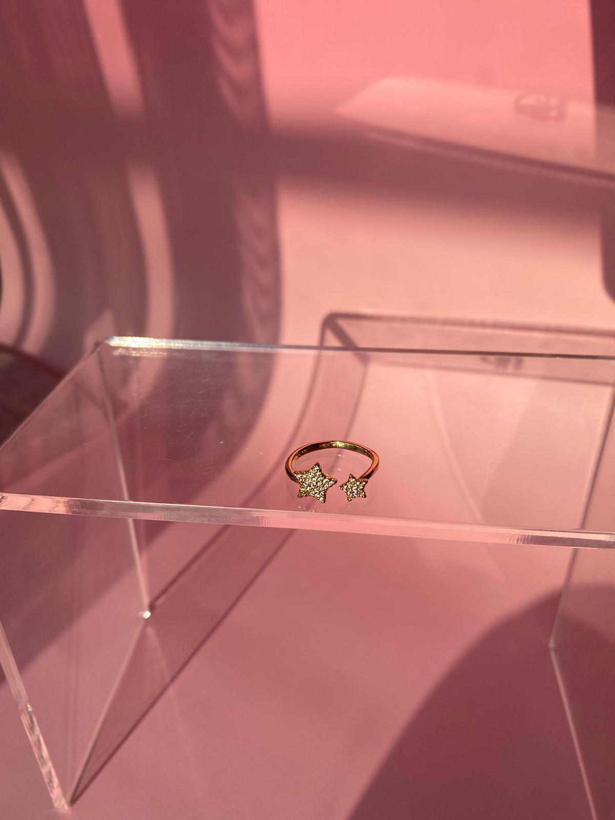 Çelik İkili Yıldız Yüzük - Görsel 2