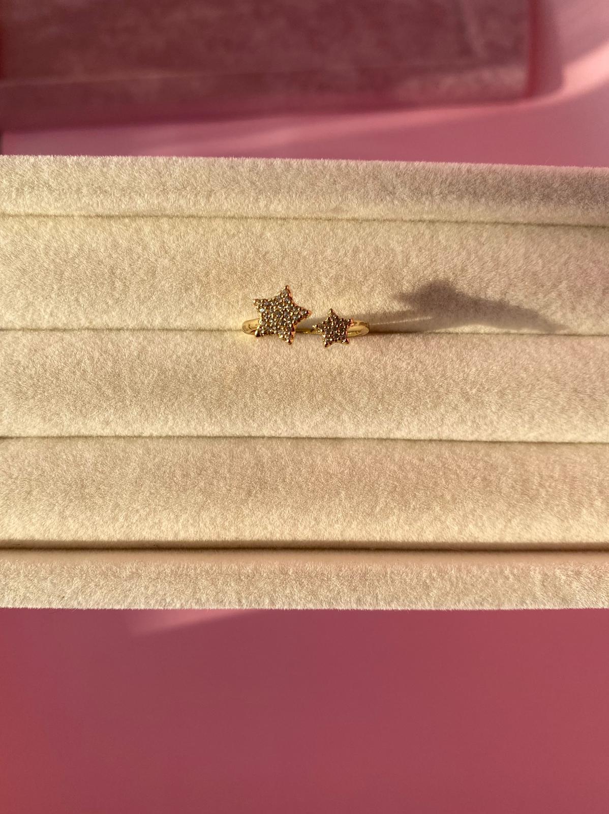 Çelik İkili Yıldız Yüzük - Görsel 7